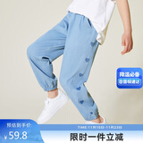 ASK JUNIOR女童裤子2025秋中大童长裤时尚印花柔软儿童牛仔裤 蓝色 170