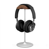 Drewchan 耳机支架通用头戴式耳机架电脑游戏竞技耳麦桌面实木挂架铝合金收纳架金属展架立式置物架 25新款黑胡桃木耳机支架-银