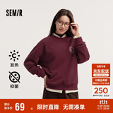 森马（Semir）[商场同款]女oversize发热抗菌2024冬季绣花抓绒上衣101724116004