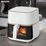 飞利浦（PHILIPS）家用多功能空气炸锅 透明可视化免翻面 金属内腔 大容量5升 炖烤炸焗一体 送礼 HD9455/50