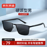 京东京造 经典高清轻便偏光镜太阳镜 墨镜男女开车护目骑行眼镜  哑黑