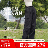 骆驼（CAMEL）工装运动裤新款多口袋高腰弹力抽绳束脚裤徒步登山裤女