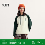 森马（Semir）[商场同款]中国国家地理系列卫衣女图案2024新款加绒宽松冬装 白绿色调00314 XS