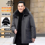 老爷车中老年人羽绒服男装冬季爸爸加厚可脱卸鹅绒内胆宽松大码外套衣 灰色 5XL /200