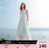 三彩2025夏季新款莱赛尔连衣裙圆领系带背心裙宽松长裙M 冰川蓝花卉 XL 170/92A