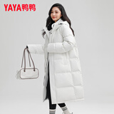 鸭鸭（YAYA）反季羽绒服男女同款冬季长款过膝加长加厚情侣款极寒外套新国标D 米色-YE4B021271A XL