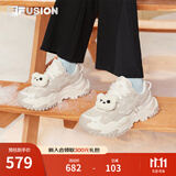 FILAFUSION 斐乐硬糖厚底女鞋增高老爹鞋新款休闲鞋运动鞋女 卷轴棕/椰浆白-AC 35.5