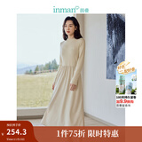 茵曼（INMAN）2025秋冬女装新款灯芯绒连衣裙新品长袖休闲针织礼服中长裙子 淡香杏-18348357H1 L