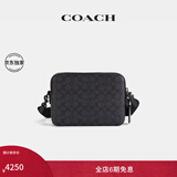 蔻驰（COACH）【专享直降】经典标志帆布CHARTER 24号斜挎包男包 炭黑色