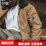 马登工装美式复古B15飞行员棉服夹克男保暖毛领加厚棉衣秋冬男士外套 卡其色 M