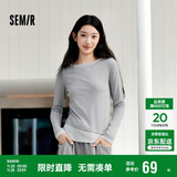 森马（Semir）长袖T恤女不对称假两件2025秋季小心机修身拼色衣服10A525101001