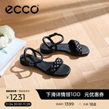 爱步（ECCO）凉鞋女 夏季方头一字带通勤休闲百搭粗跟凉鞋 雕塑233803 黑色23380301001 38