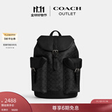 蔻驰（COACH）奥莱男士男包经典标志老花WARNER双肩包旅行大容量通勤 QB/炭黑色/黑色