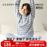 ubras加绒睡衣冬女家居服套装情侣可外穿慕斯条纹舒适居家 奶盐蓝色-女士套装 M