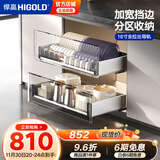 悍高（HIGOLD） 厨房橱柜拉篮碗架抽屉式碗篮加厚304不锈钢底板调味篮双层碗碟篮 700柜2层-PDL3.0系列套装