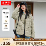 坦博尔羽绒服女短款翻领韩版宽松女士灯芯绒外套TD236266 奶茶棕 170 