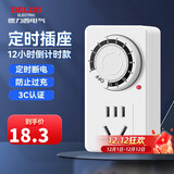 德力西（DELIXI）定时插座/定时开关 定时器排插 电动车防过充 12小时机械款 国标电子通断电 