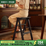 家逸实木梯凳家用梯子凳子二合一多功能高凳子椅子折叠两用三步梯
