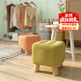 竹思乐实木布艺小凳子家用矮凳墩门口换鞋凳沙发凳成人休闲方凳 【加厚加固加大】抹茶绿实木凳