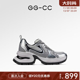 GG-CC【明星同款】月落星河银色厚底老爹鞋女百搭秋季新款G23X4317 银色 皮面 35