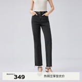 伊芙丽【莱卡弹力】伊芙丽百万爆款直筒牛仔裤女2024秋装显瘦裤子 黑色 S / 91-100斤