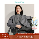茵曼（INMAN）2025秋冬女装新款羊驼桑蚕丝双面呢外套高级感双排扣圆领短款大衣 雅典灰 M 161-165cm /101-110斤