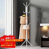 安尔雅衣帽架铁艺衣架落地卧室立式简易挂衣架室内多挂钩 简易款白色