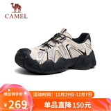 骆驼（CAMEL）云山网面户外秋季徒步登山休闲丑萌鞋女 G25S076104 米/银/黑 39