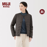 无印良品（MUJI）女式轻量羽绒便携式无领夹克羽绒服女款长袖25年冬季女装外套轻薄 深棕色 M （160/84A）