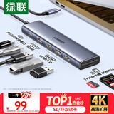 绿联Type-C扩展坞USB-C拓展坞转HDMI读卡器HUB分线器SD卡TF多合1通用苹果16Macbook华为小米笔记本iPad