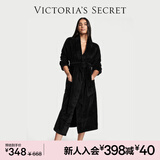 维多利亚的秘密 秋冬加厚毛绒睡袍浴袍女柔软舒适系带居家睡衣送礼送老婆 54A2黑色-长款 11176130 M /L