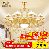 羽良 欧式客厅吊灯大气复式楼水晶餐厅卧室广东中山灯具套餐三室两厅 凤凰牡丹-18头（直径1.2米）