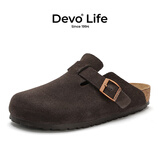 Devo软木拖鞋女秋冬季舒适包头拖鞋勃肯鞋女士拖鞋3624 深棕反绒皮 36 （建议拍小一码）