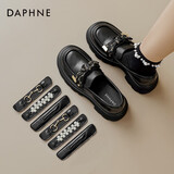 达芙妮乐福鞋女英伦2025新款一脚蹬黑色厚底秋季女鞋子小皮鞋单鞋