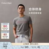 Calvin KleinJeans夏季男女情侣中性休闲年轻多色ck印花修身打底短袖T恤上衣 P2D-鸽子灰 L （推荐145-160斤）
