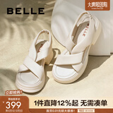 百丽（Belle）简约扭结休闲凉鞋女商场款厚底凉鞋A9S1DBL4 米白 34 (220mm)