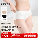 ubras【莫代尔】高弹织带内裤女士抑菌舒适中腰三角裤柔软透气(3条装) 黑色+瓷月几色+白色 3条 S
