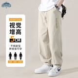 顶峰保罗（Dingfengbaoluo）日系纯棉裤子男秋季潮牌刺绣宽松美式工装休闲长裤WH5605卡其XL
