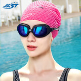 佳斯特（JAST）泳镜女士高清防水防雾大框游泳眼镜近视游泳镜成人男泳镜泳帽套装 黑色电镀泳镜（平光）