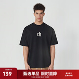 CHINISM CH纯色简约短袖男夏季T恤半袖时尚宽松潮流休闲潮牌圆领情侣上衣 黑色 L