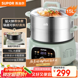 苏泊尔（SUPOR）电蒸锅 电煮锅 电火锅 家用多功能蒸包子锅 15升大容量电热锅 分体式可拆洗多用途锅ZN28YC908
