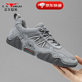 公牛世家男鞋夏季2025新款手工网面鞋男镂空透气运动鞋大孔网眼男士休闲鞋 灰色【网面款】GN124101025 41 （运动鞋码）