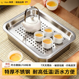 韩笑 不锈钢茶盘家用客厅沥水托盘小铁茶盘加厚桌面漏水功夫茶具套装 日式储水茶盘30×24×5CM 无规格
