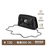 裘真信封包女链条斜挎单肩包休闲复古小包植鞣头层牛皮包包 黑色-小号