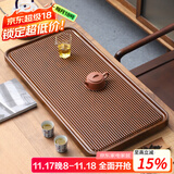 唐丰高端茶盘家用轻奢现代电木纹排水茶台茶具接水管排水式功夫茶托盘 直条茶盘60x32