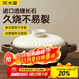 炊大皇陶瓷煲2L砂锅煲汤熬药煮粥焖饭炖锅 养生汤锅大肚煲明火使用