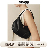 古良吉吉棒球腋下包小号手提单肩包女斜挎包包包女黑色休闲包2025年新款 黑色（两条肩带）