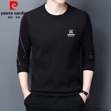 皮尔卡丹（pierre cardin）品牌卫衣男春秋款圆领男士纯棉长袖t恤男休闲宽松打底衫上衣潮流T 长薄款7729黑色 175/XL 建议140-155斤
