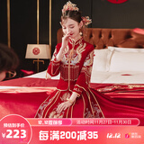 泰勒马丁（TAILEMARTIN） 丝绒秀禾服新娘2025新款中式婚服结婚礼服古装敬酒服小个子可穿 双凤戏珠双袖 M