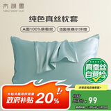 太湖雪纯色真丝枕套 100%桑蚕丝绸 单面真丝枕头套单只装琉璃蓝 48*74cm